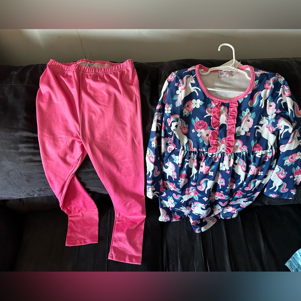 Unicorn Print Kids matching Set - Pink and Blue